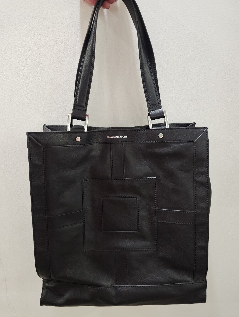 Jonathan Adler Black Full Leather Nixon Tote Bag With OG Dust Bag 9.5/10